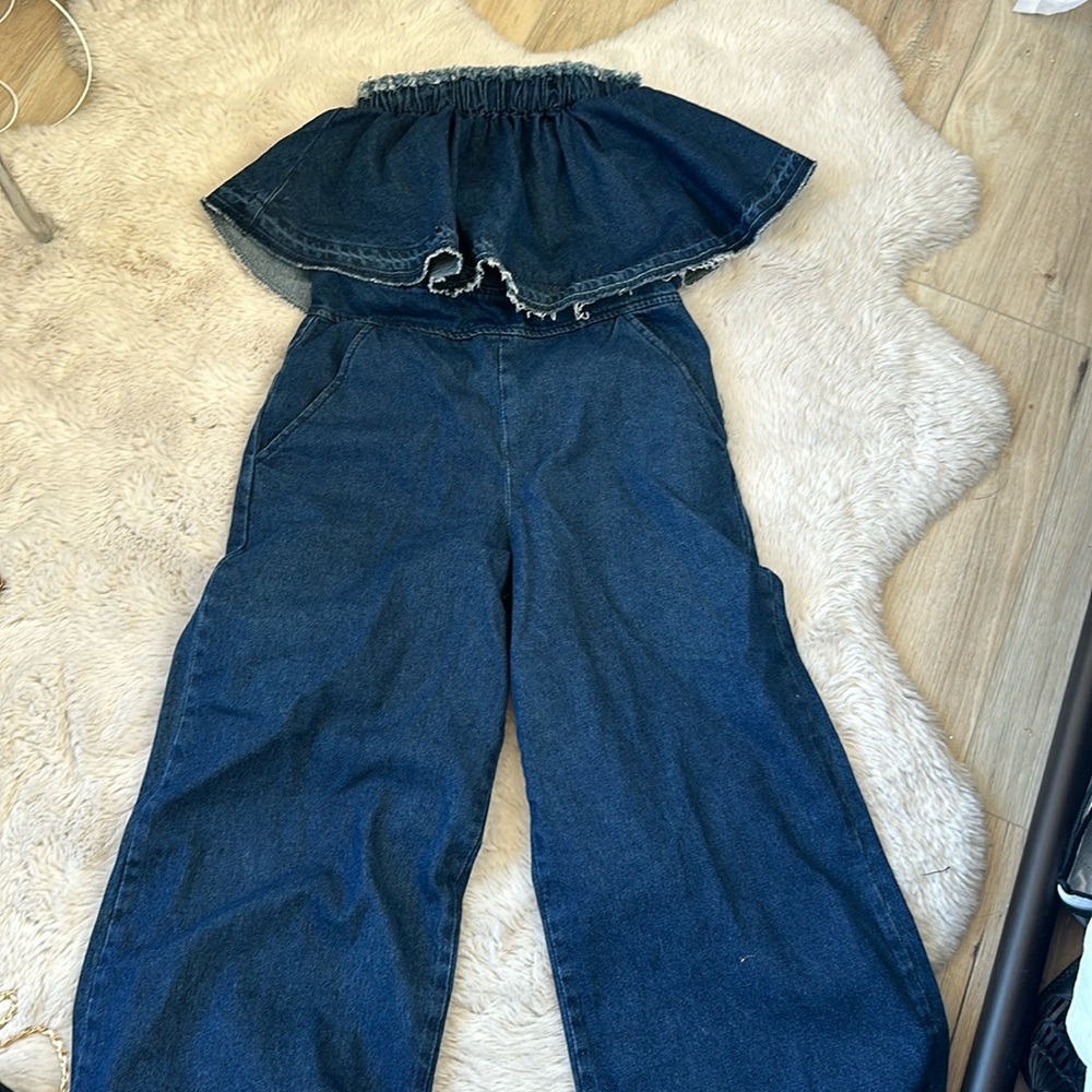 Joa Los Angeles Tube Denim Jumpsuit